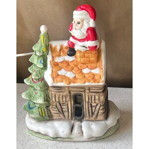 Santa Going Down the Chimney Ceramic House Lamp Decoration Christmas Tree Works